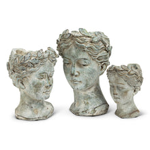 Load image into Gallery viewer, WOMAN HEAD PLANTER | VERDIGRIS
